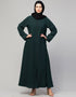 Trendy Basic Abaya with Front Zip for Everyday Comfort In the Color Green